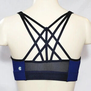 MEDIUM Champion N9688‎ Strappy Cami Wire Free Sports Bra Navy Blue & Black NWT